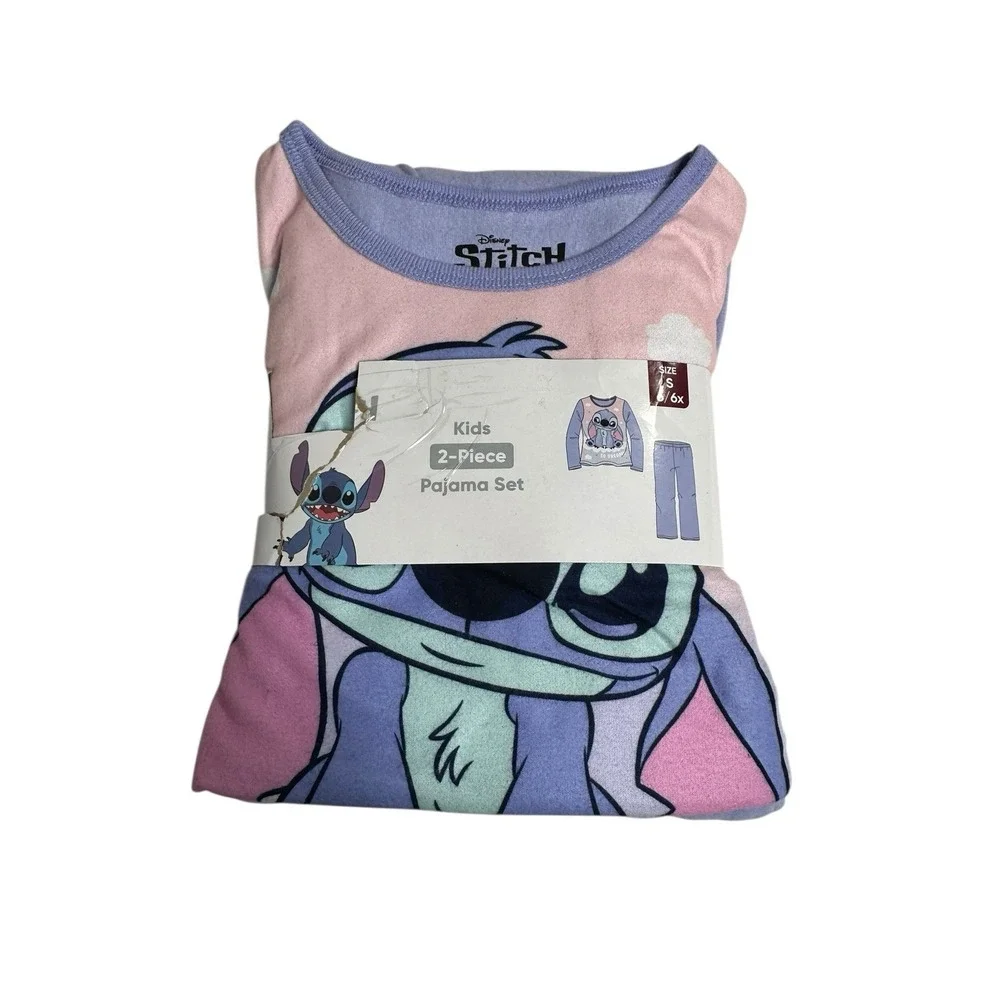 stitch girls sleepwear pajamas outfit long sleeve pants size small 6 6x